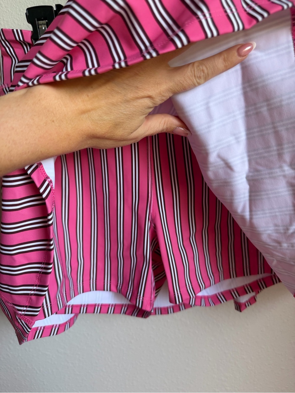 NWT Addison Bay FLOUNCE SKORT ROSE/LACQUER STRIPE Tennis Sz M - Picture 9 of 12